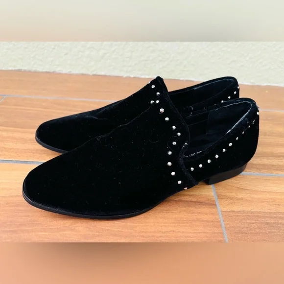 Steven By Steve Madden Archie Black Studded Velour Slipper Loafer Shoe Size: 6 - Picture 1 of 5